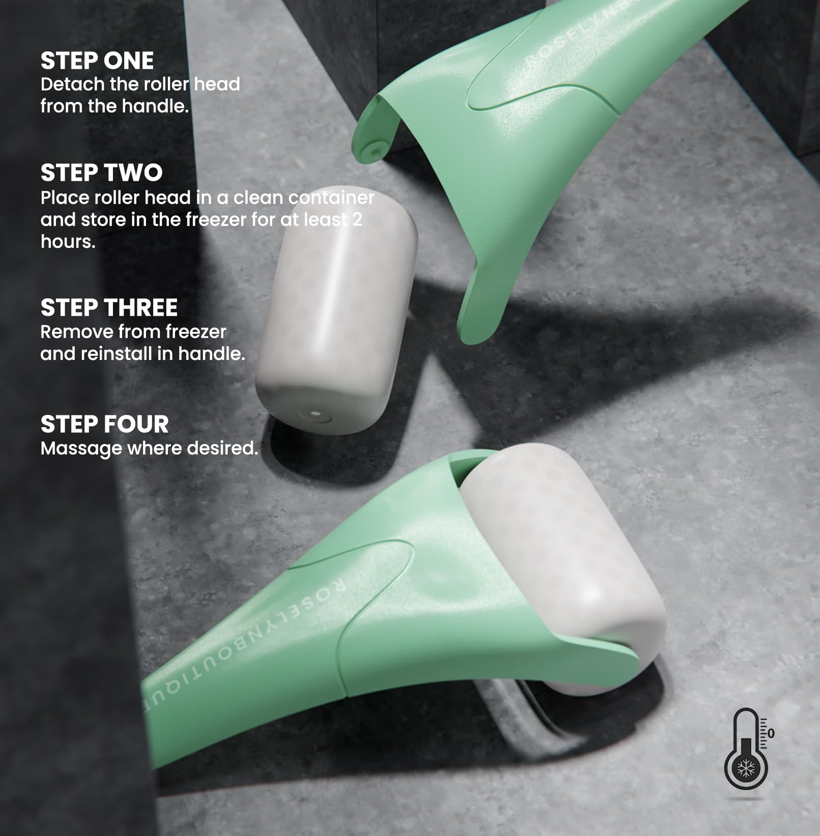 RoselynBoutique Ice Roller for Face - Reduce Wrinkles & Puffiness - Facial Massager for Skin Care & Self Care - Perfect Gift for Men & Women - Use for Morning Routine & Spa Days