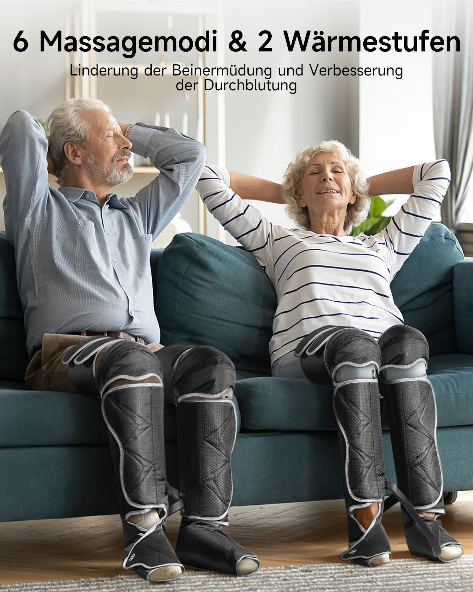 ALLJOY Air Compression Leg Massager for Circulation - 6 Modes, 4 Intensity Levels with Heat Therapy for Feet & Knees - Perfect Gift for Men & Women - Ideal for Post-Workout Recovery, Relaxation at Home, and Leg Pain Relief