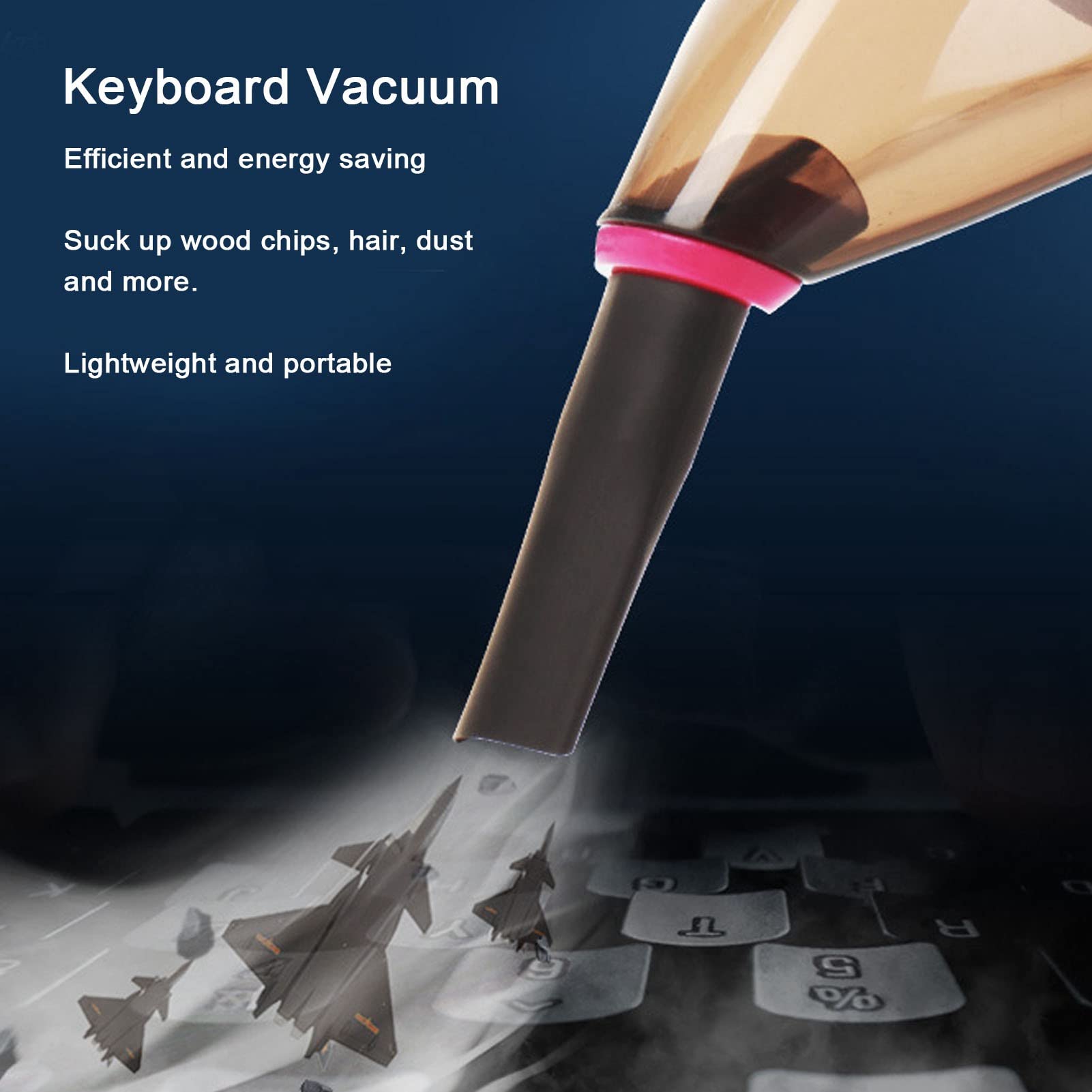 GLOGLOW Handheld Keyboard Vacuum Cleaner - USB Rechargeable Mini Vacuum with Powerful Suction for Computer Keyboards, Car Interiors, Office Desks & Tight Spaces | Portable Dust Cleaner for Home, Office & Travel Use