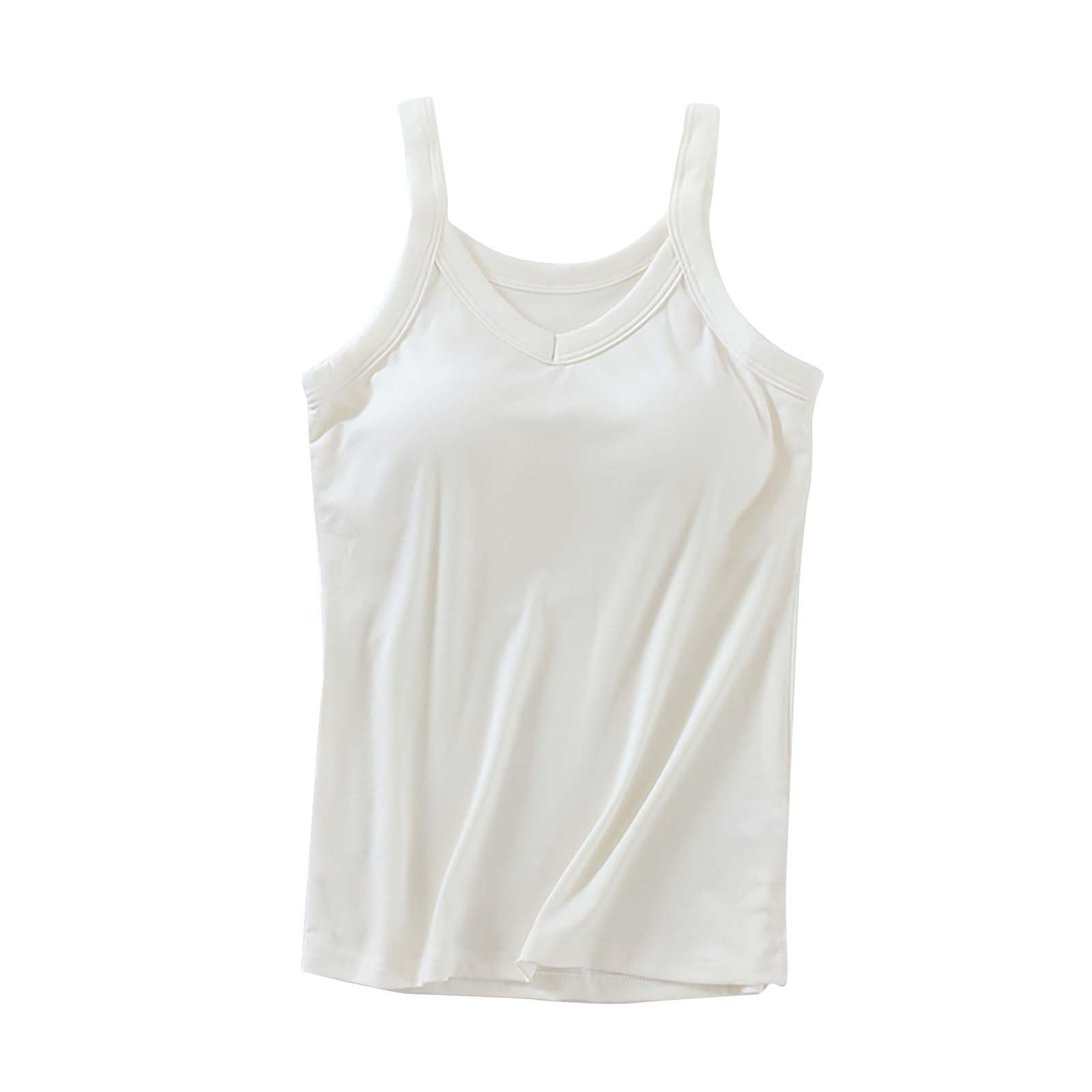 Women's V-Neck Built-in Bra Tank Top - Soft Sleeveless Yoga & Workout Cropped Shirt with Padded Support | Perfect for Running, Fitness, Gym & Casual Wear