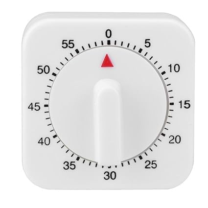 JUSTAKEIT 60-Minute Mechanical Kitchen Timer - Loud Alarm, Manual Countdown Clock for Baking, Cooking & Study - Perfect for Home, Office & Classroom Use