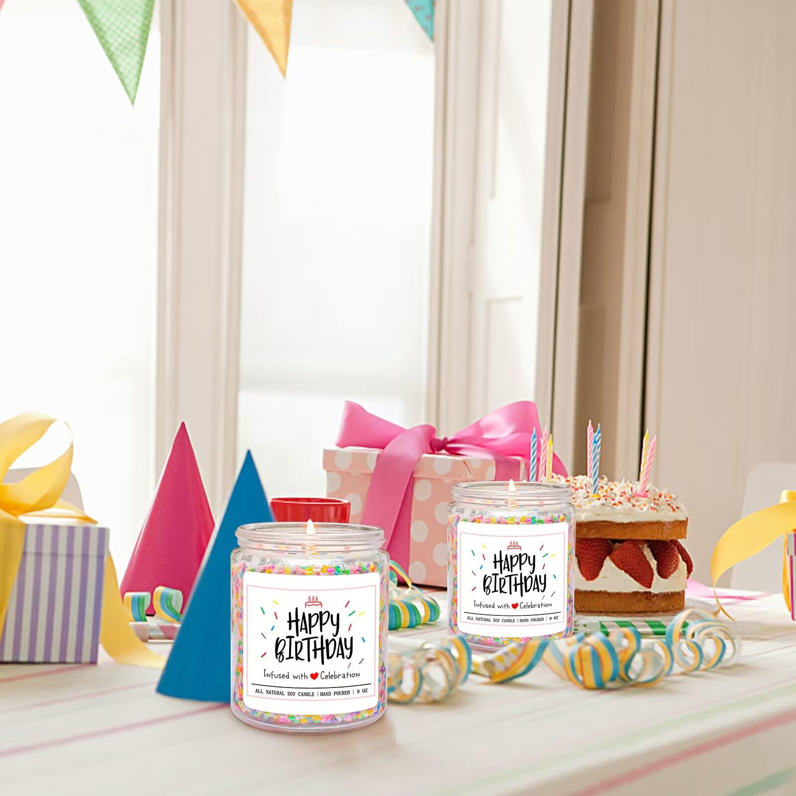 Vanilla Cream Scented Birthday Candles with Sprinkles - Unique Handmade Gift for Women & Men | Best Friend Present, Party Decor, Romantic Home Ambiance