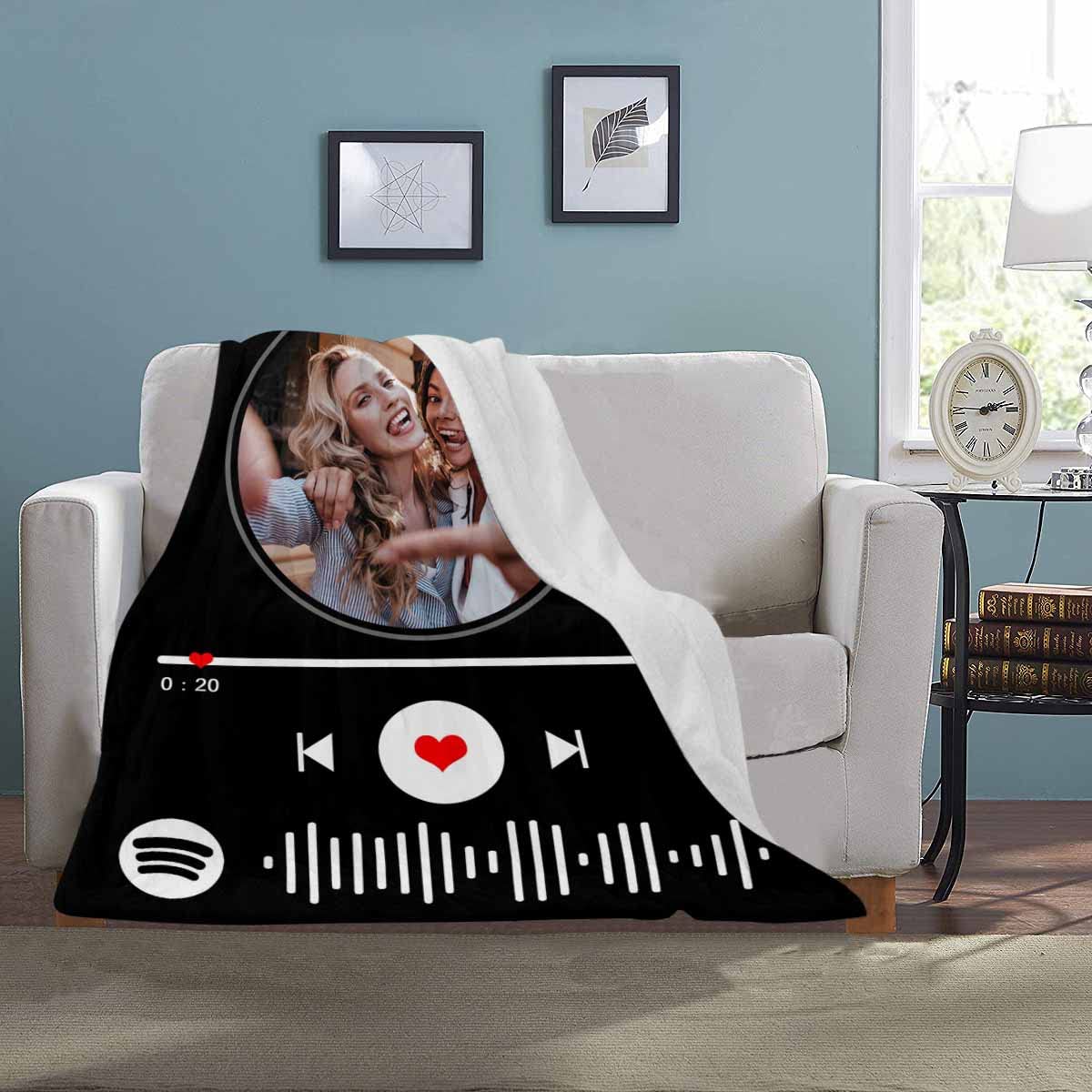 **Personalized Best Friend Blanket for Women - Custom Spotify Code Music Throw Blanket - Soft Fleece Friendship Gift for BFF, Sister, or Coworker - 70