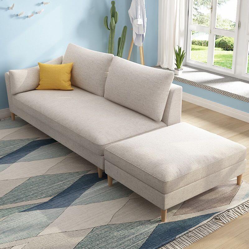 Minimalist Solid Color Right Arm Chaise Bench with Tuxedo Arm & Reclining Feature - Includes 3 Pillows | Modern Living Room Furniture for Small Spaces, Apartment Decor & Cozy Reading Nook