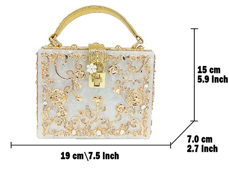 Stylish Acrylic Flower Shoulder Bag for Women - Rhinestone Evening Crossbody Purse for Parties & Events