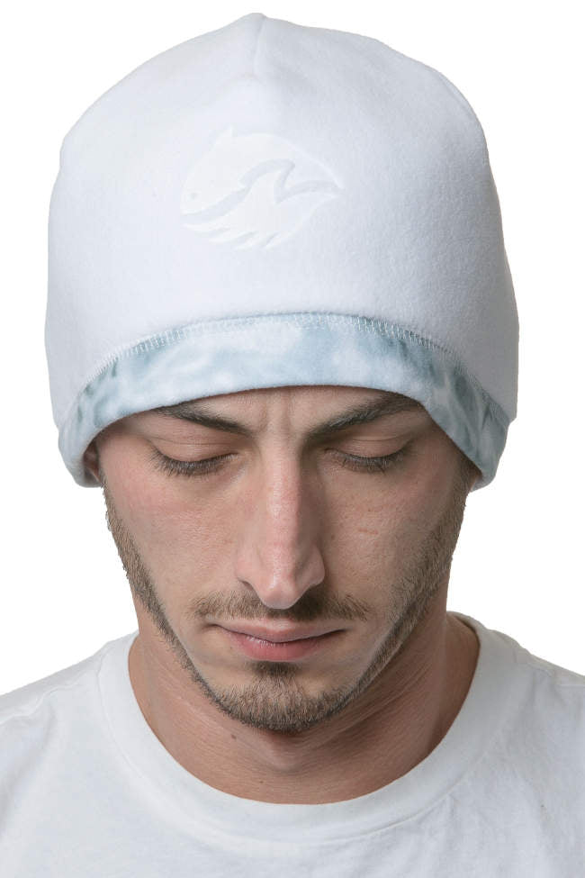 Reversible Polar Fleece Beanie for Men - Warm Winter Hat with Aqua Design - Perfect for Skiing, Snowboarding & Outdoor Activities