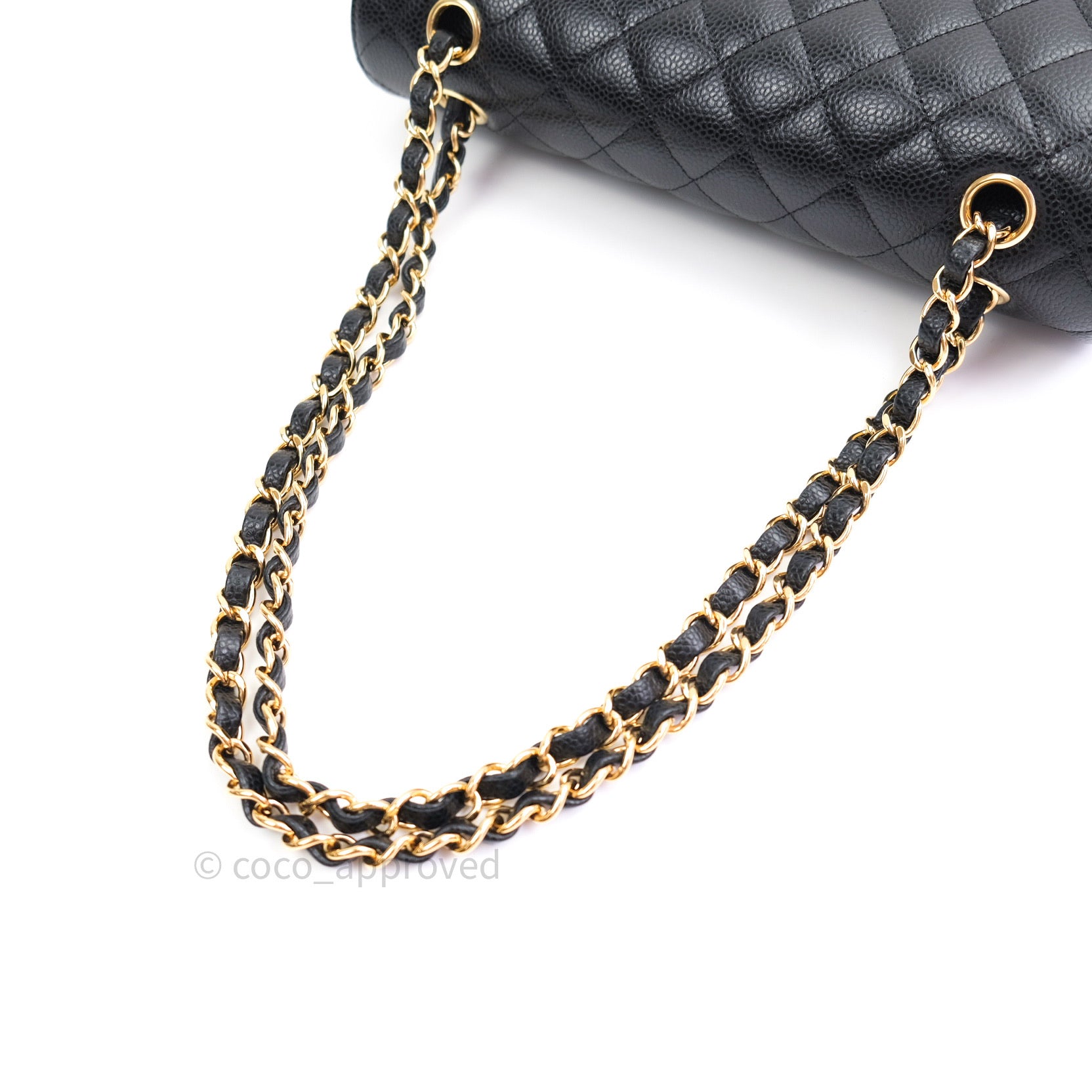 Chanel Classic Double Flap M/L Black Caviar Gold Hardware Bag - Luxury Designer Handbag for Women | Perfect for Work, Evening Events & Special Occasions