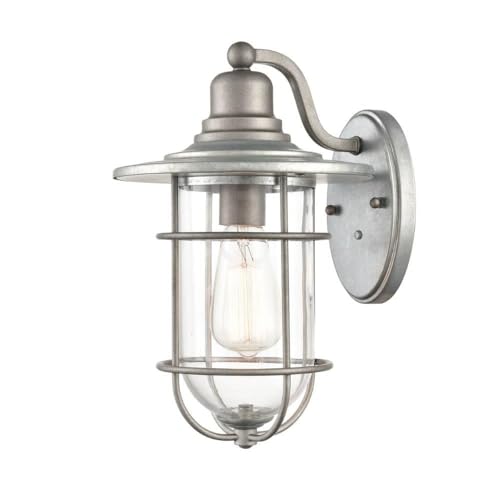 Millennium 2921-GA Transitional Outdoor Wall Light Bracket - Pewter, Nickel, Silver & Galvanized Finishes - Durable Exterior Sconce for Porch, Patio & Garden Lighting