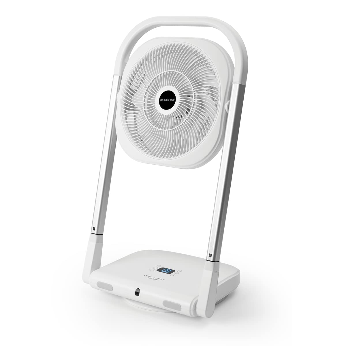MACOM 986 Slimmy Portable Space-Saving Folding Fan with 9 Speeds & TLC - Ultra Quiet Brushless DC Motor, Only 13W - Perfect for Home, Office, and Travel Use