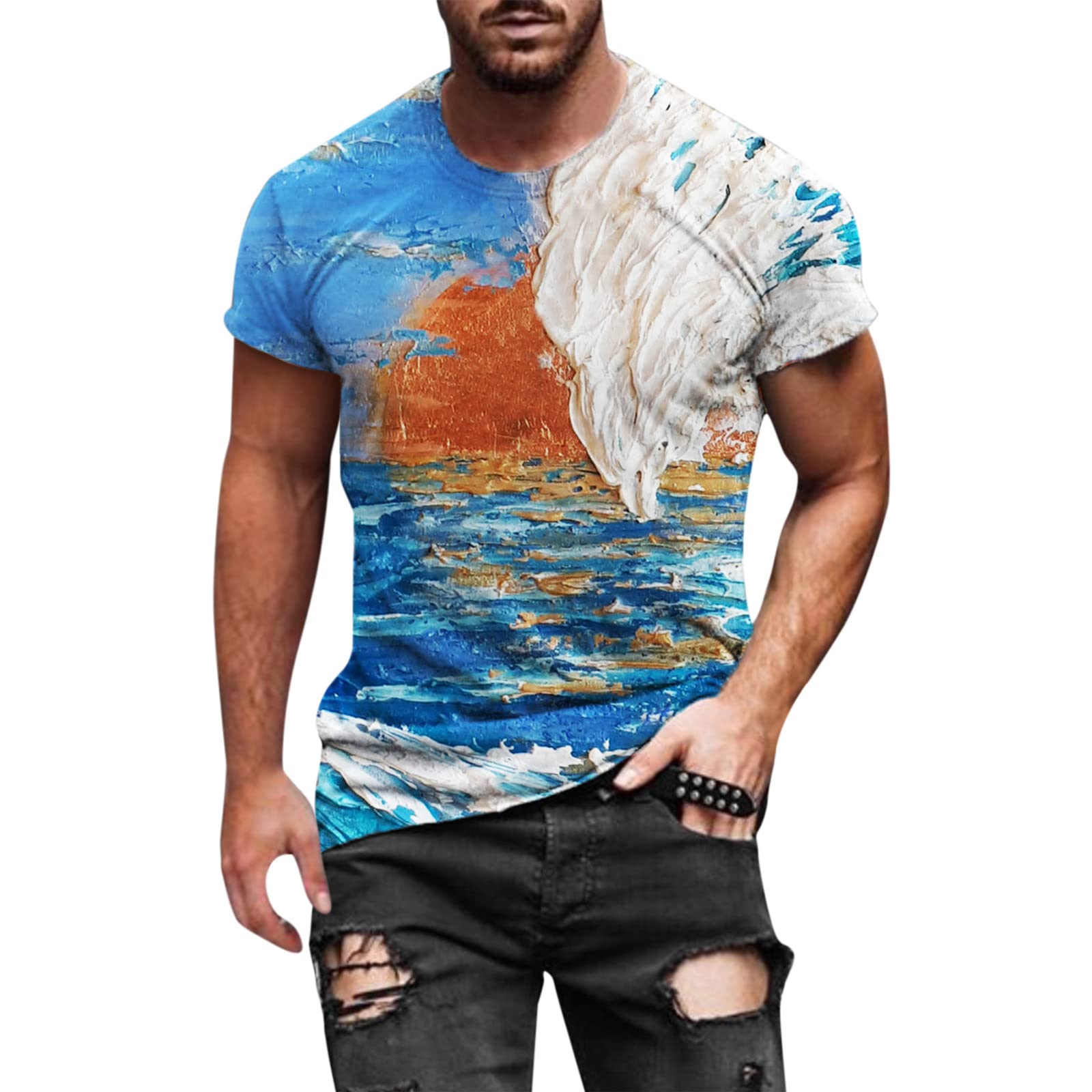 UBST Men's 3D Digital Graphic Print T-Shirt - Summer Soldier Short Sleeve Casual Tee - Streetwear Funny Fashion Top for Outdoor Activities & Daily Wear
