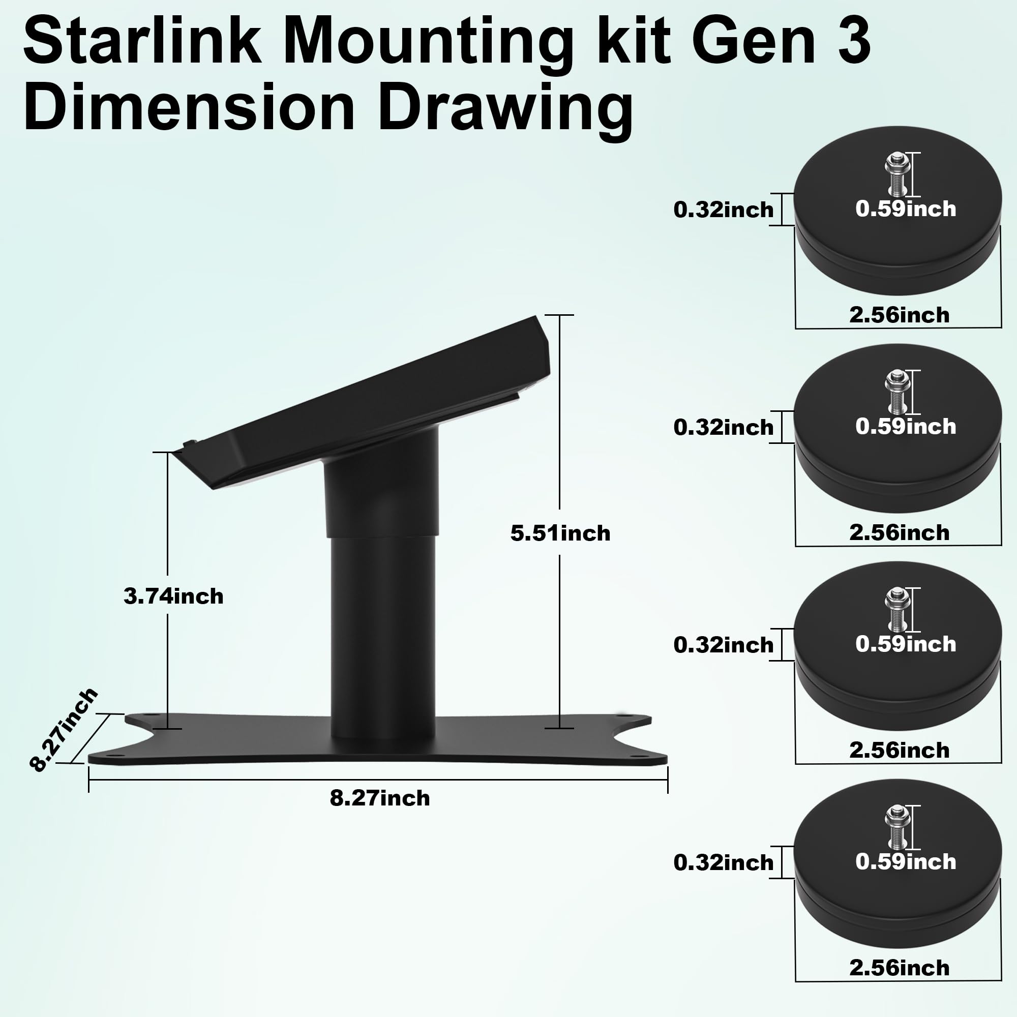 Starlink Gen 3 Magnetic Roof Mount Kit - 220lbs Pulling Force for Car, RV & Boat - Portable Starlink Dish Mounting Solution for Travel & Outdoor Adventures