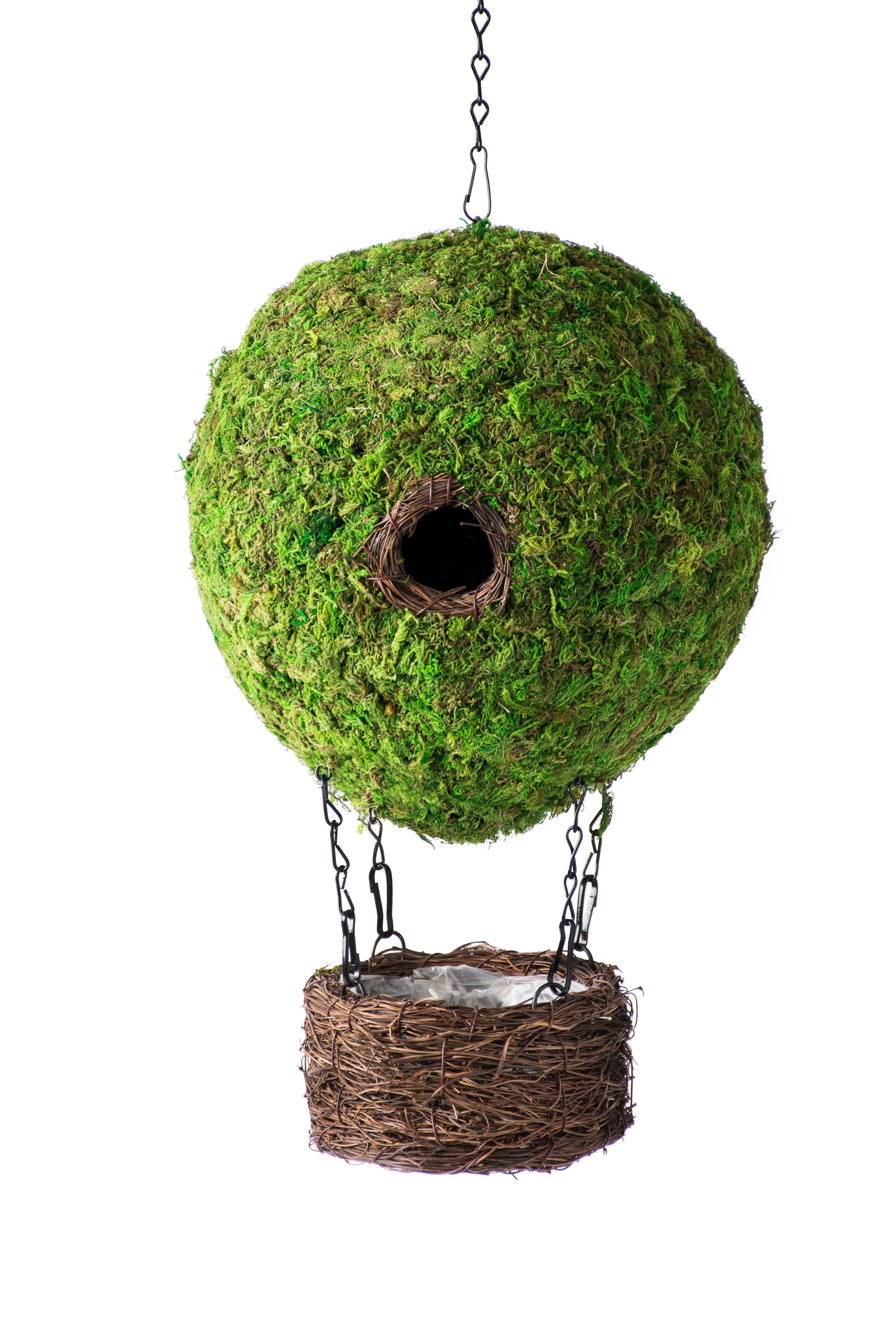 Handmade Air Balloon Moss Birdhouse - Natural Decorative Garden Bird Feeder for Outdoor & Patio Decor | Attracts Wild Birds - Perfect for Backyard, Balcony, and Garden Use