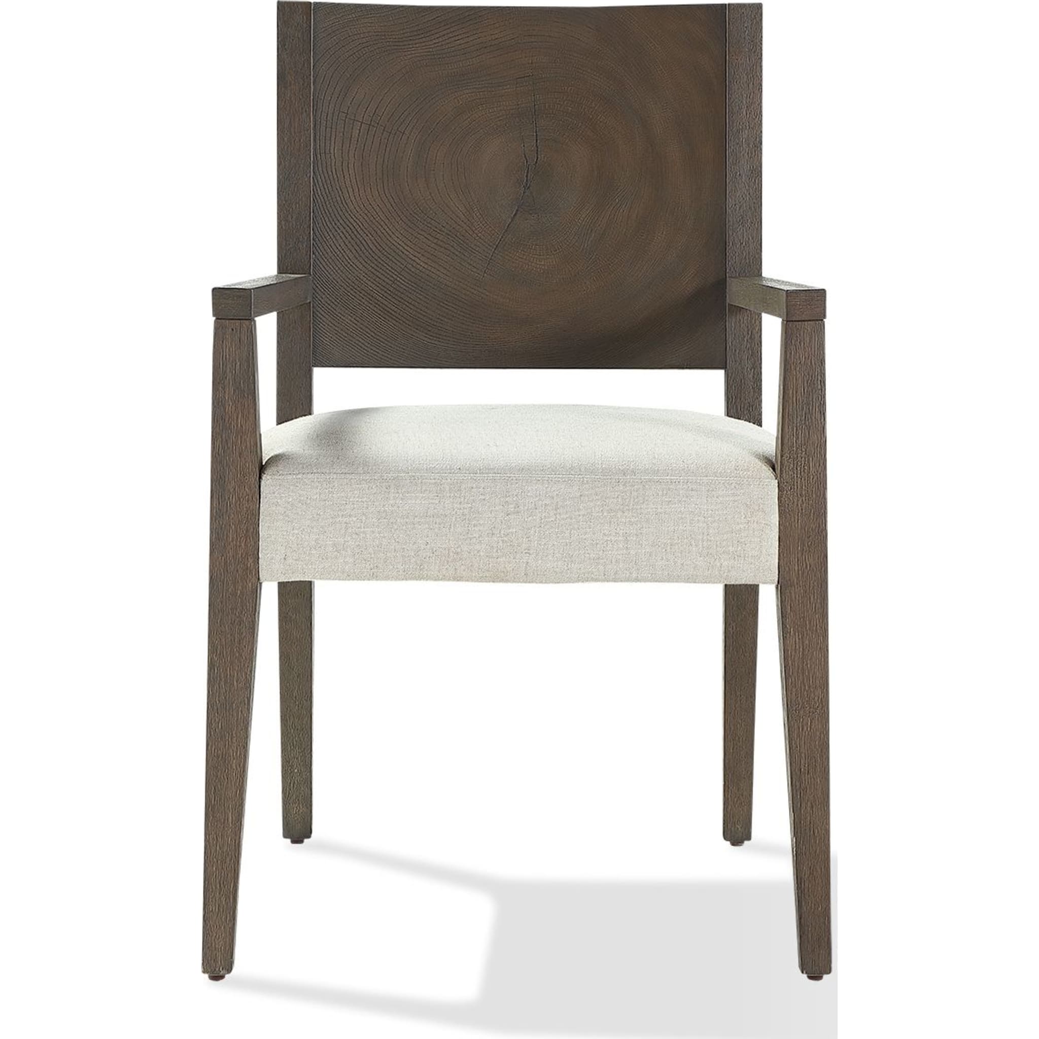 Oakland Wood Arm Chair in Brunette - Solid Wood Dining Chair with Upholstered Seat - Perfect for Dining Room, Kitchen, or Home Office