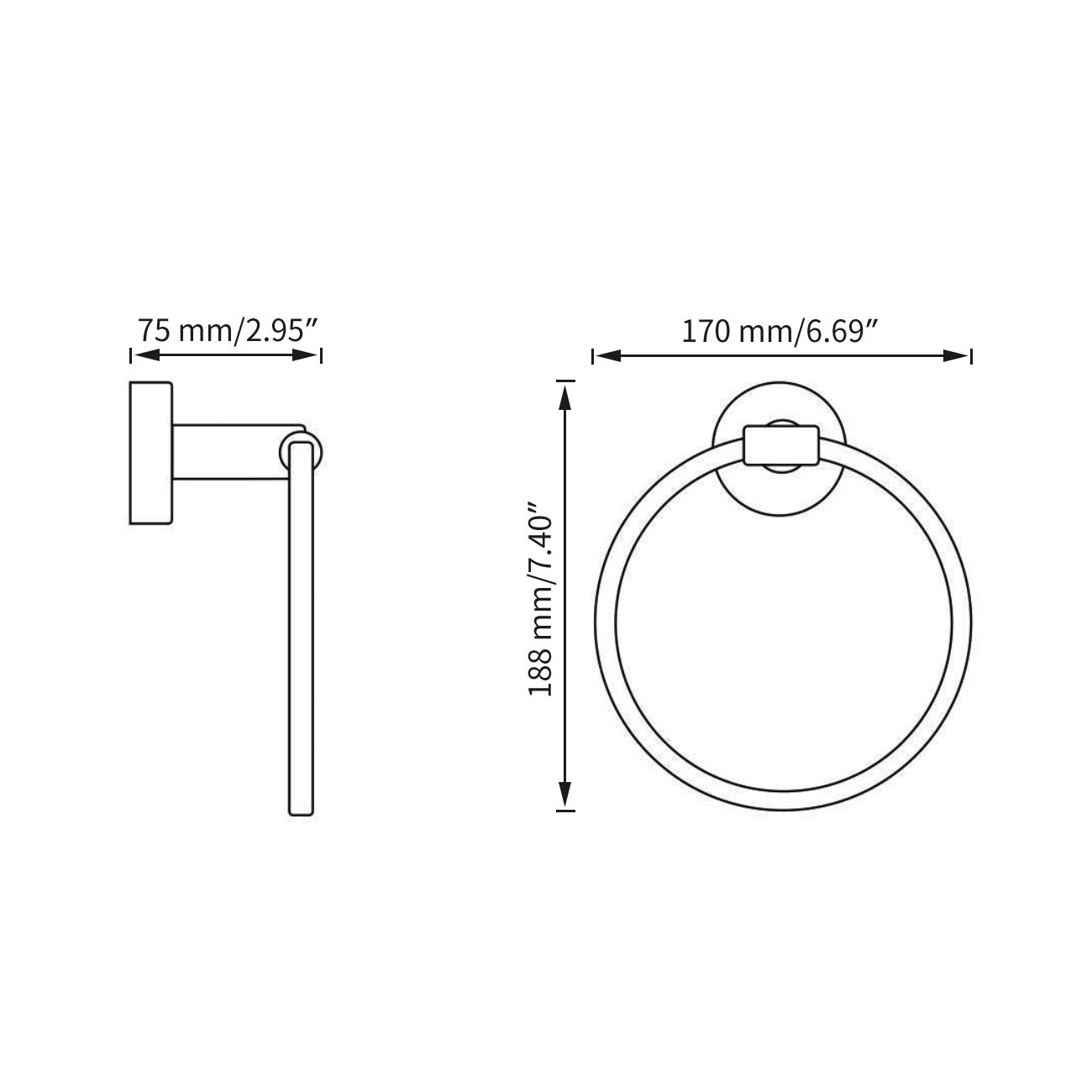 Premium SUS 304 Stainless Steel Bath Towel Ring - Wall Mounted Hand Towel Holder with Polished Finish for Bathroom (D100-CH) - Perfect for Spa, Hotel & Home Decor
