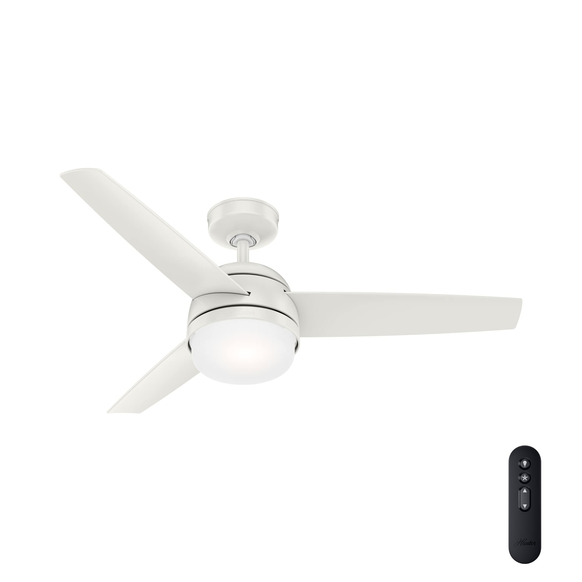 Hunter Fan 48 inch Contemporary Fresh White Indoor Ceiling Fan with Light Kit & Remote Control - Energy Efficient Quiet Operation for Living Room, Bedroom, Office (Renewed)