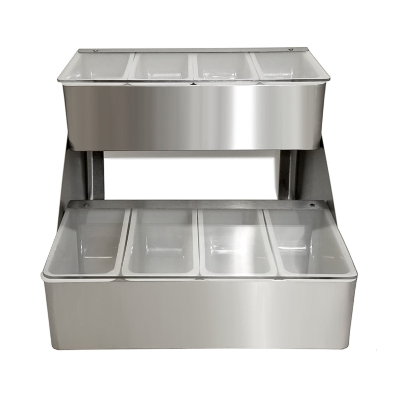 BarConic® Stainless Steel Double Decker Condiment Holder - 8 Pint Capacity for Ketchup, Mustard & Toppings | Perfect for Restaurants, BBQs, Picnics & Outdoor Dining