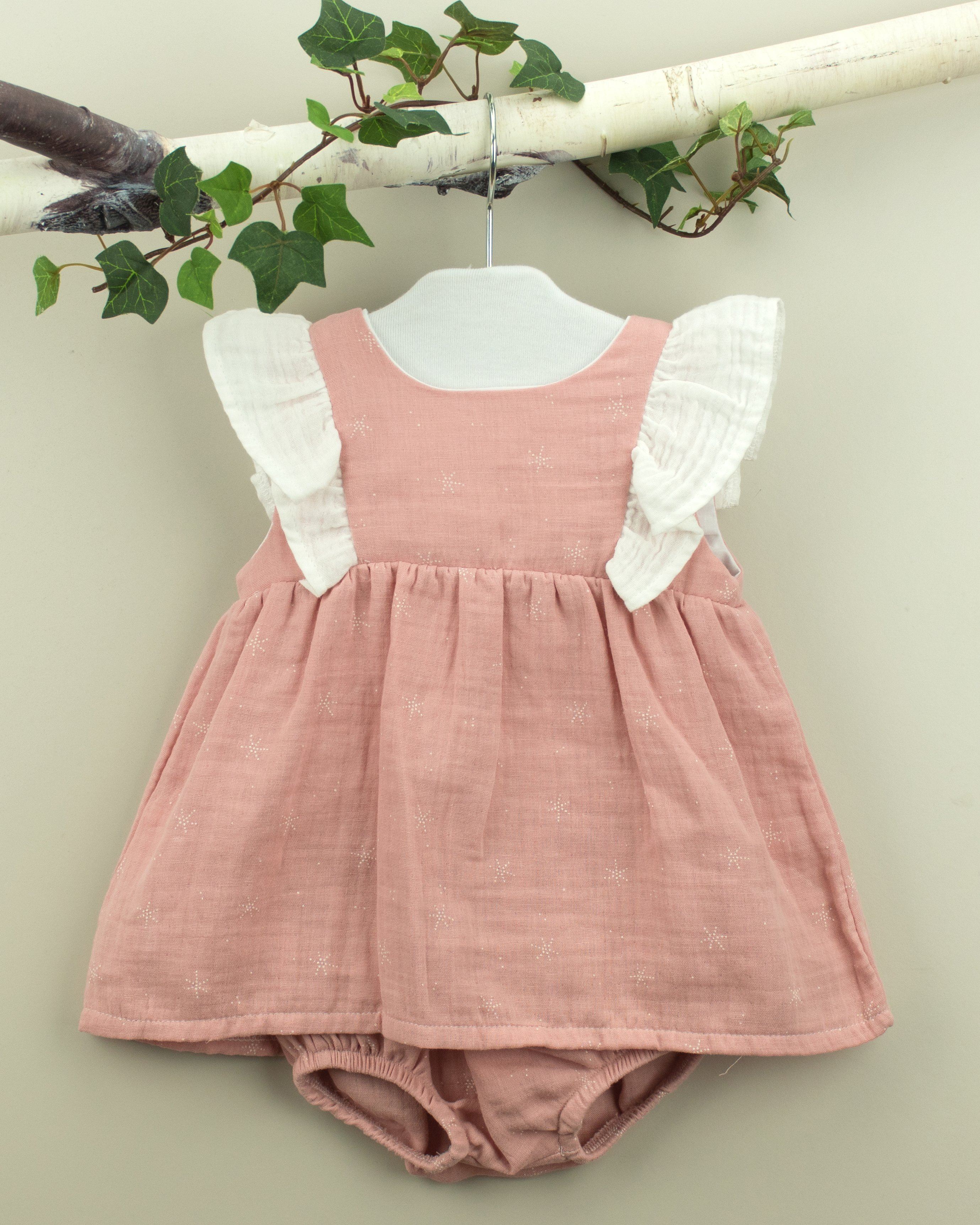 Organic Cotton Cheesecloth Dress & Bloomers Set for Baby Girls | Soft & Breathable Summer Outfit | Perfect for Photoshoots, Playdates & Special Occasions