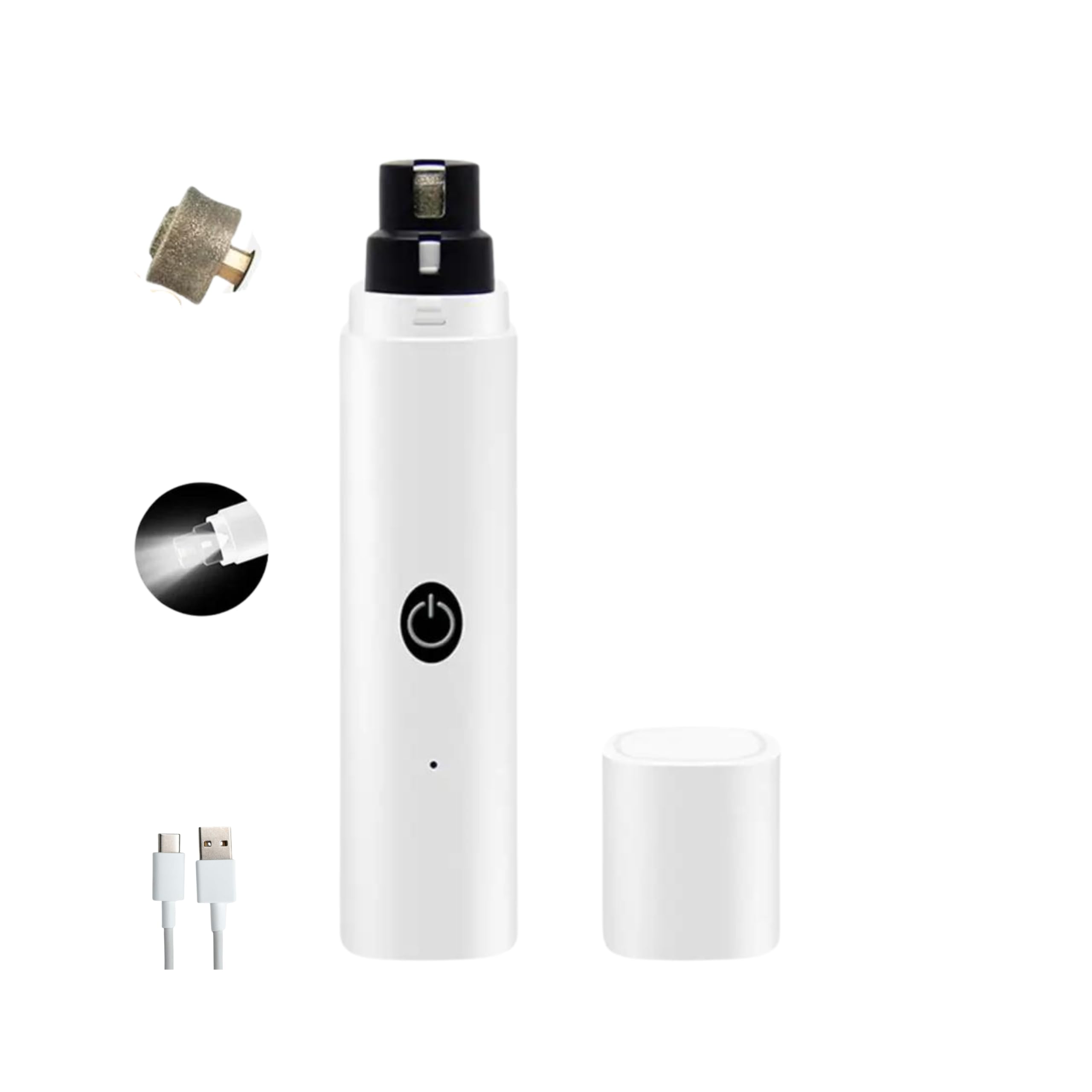 Professional Pet Nail Grinder for Dogs & Cats - 2-Speed LED Light, USB Rechargeable, Low Vibration & Quiet - Cordless Design with Safety Guard & Long-Lasting Battery - Perfect for At-Home Grooming & Pet Nail Care