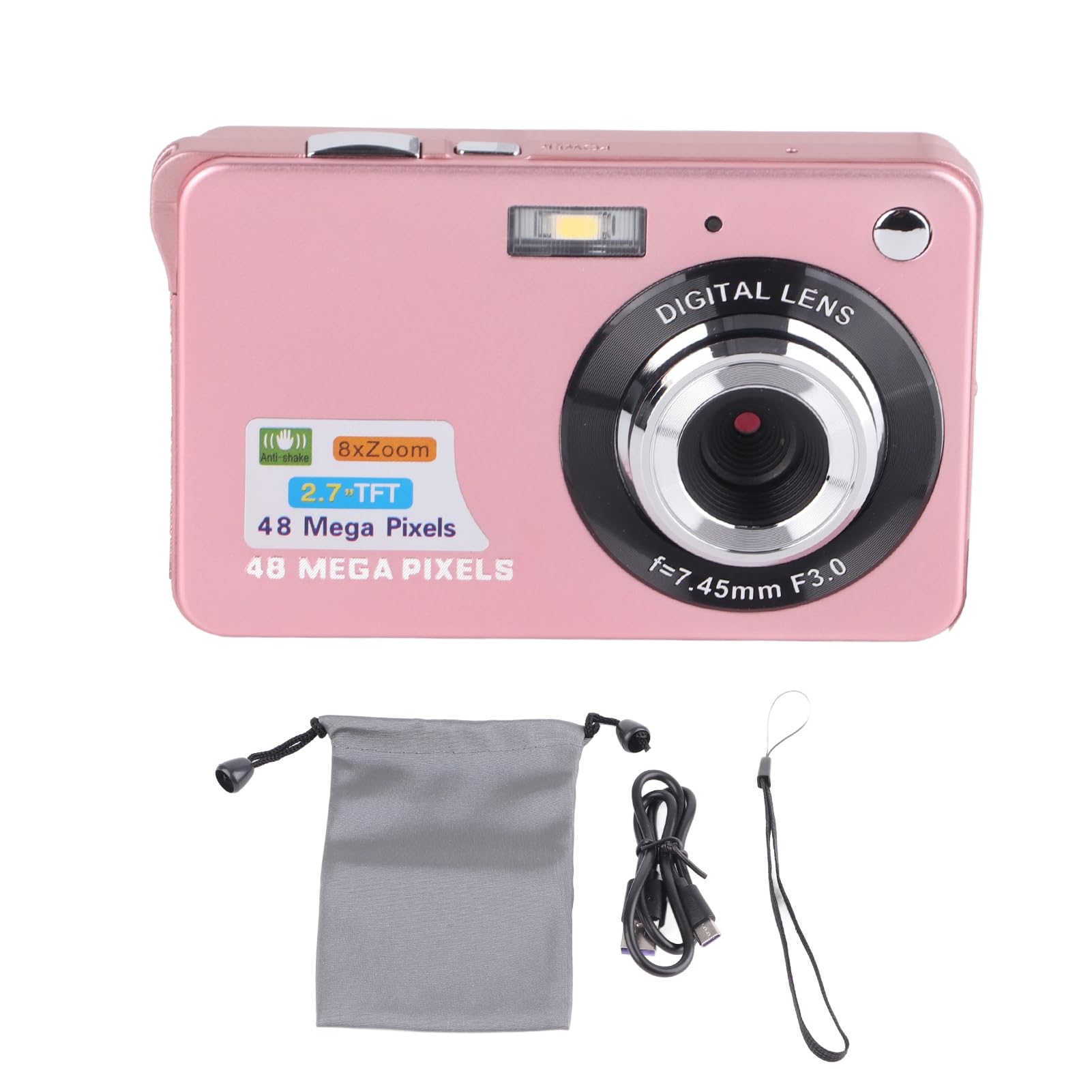 48MP 4K Digital Camera with 8x Zoom - 2.7 Inch LCD Screen, Rechargeable Vlogging Camera for YouTube, Compact Travel Camera with LED Fill Light & Continuous Shooting - Perfect for Travel, Blogging and Everyday Photography (VELATEMORiabgf7vs9n-12)