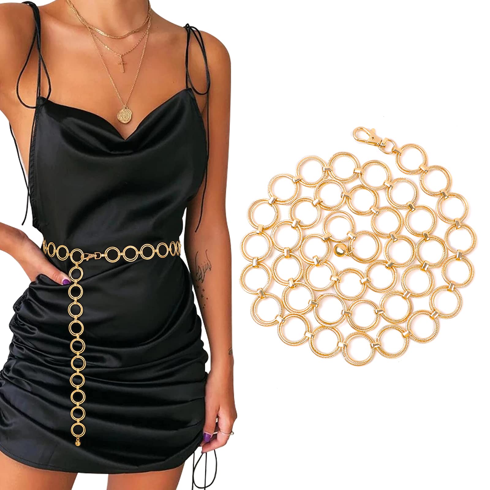 WERFORU Women's Adjustable Multi-Layer Metal Waist Chain Belt for Pants & Dresses | Stylish Body Belly Chain Jewelry Accessory | Perfect for Parties, Weddings & Fashion Outfits