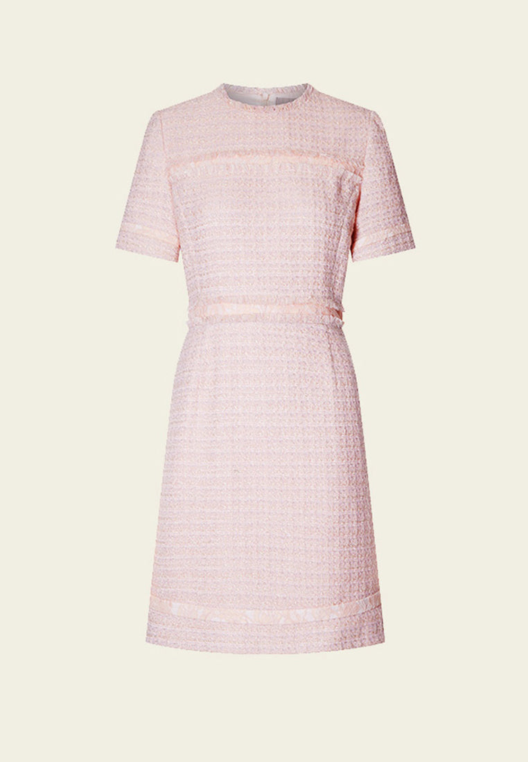 Stylish Light Pink Tweed Dress for Women - Elegant Office Wear & Party Outfit | Perfect for Work, Cocktail Events & Date Nights