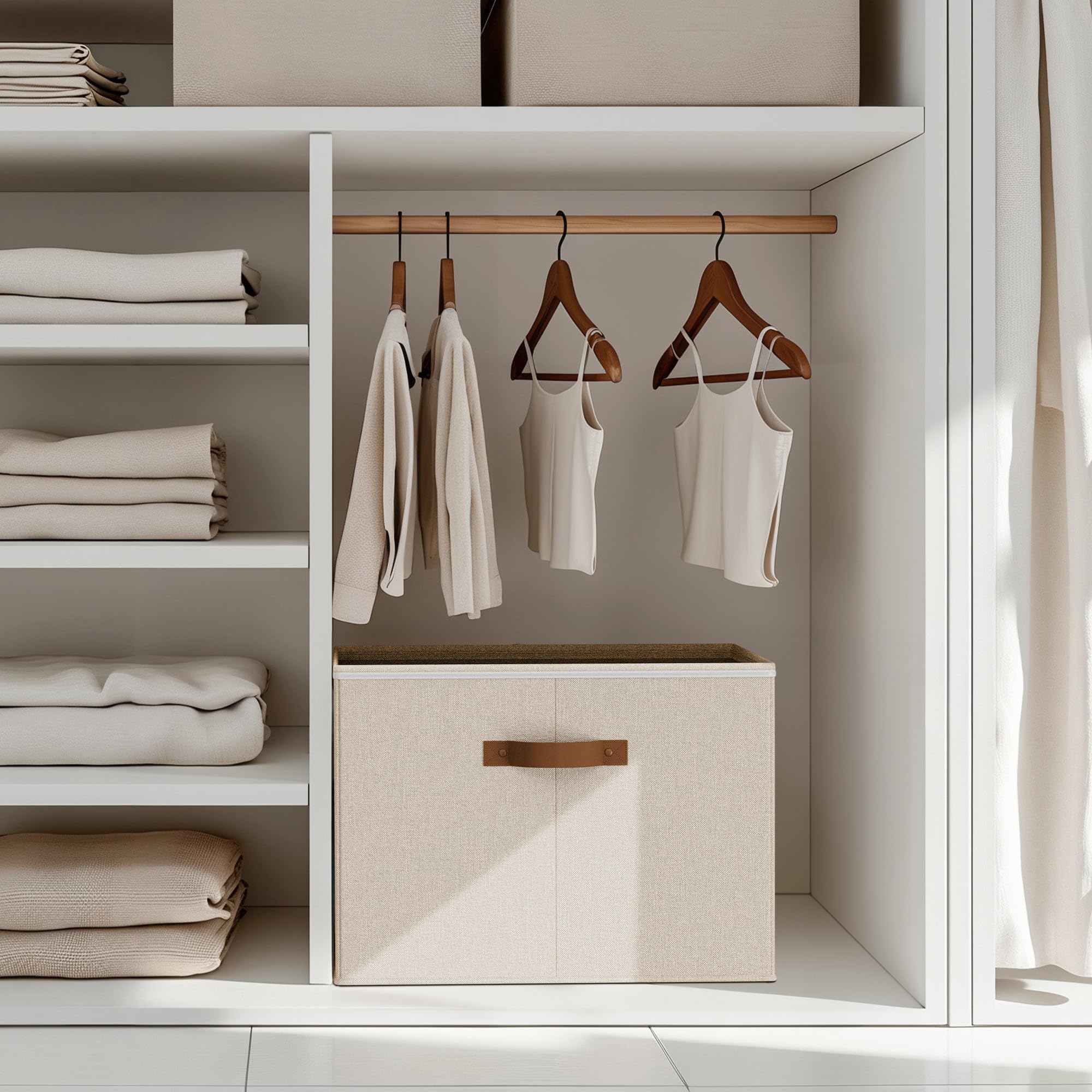 ZICOTO Shoe Organizer for Closet - Adjustable Linen Shoe Storage Box with Spacious Compartments | Space Saving Shoe Holder for Easy Access | Perfect for Bedroom, Entryway, and Walk-in Closet Organization