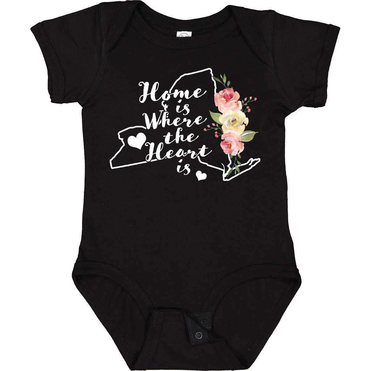 Inktastic New York Home Is Where the Heart Is Watercolor Baby Bodysuit - Soft Cotton Onesie for Newborns, Infants & Toddlers - Perfect for Family Photos, Holidays & Everyday Wear
