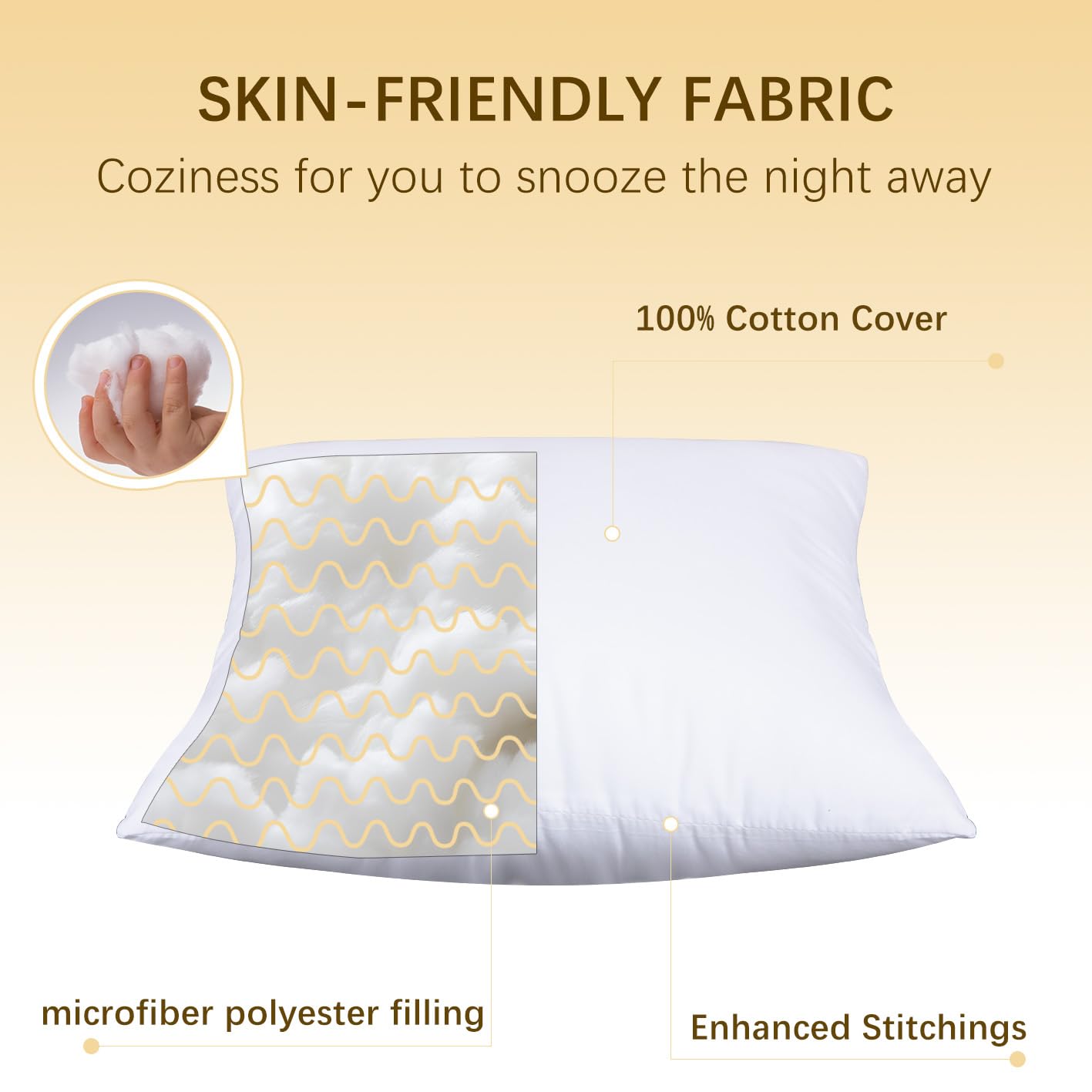 Premium 18x18 Inch Throw Pillow Inserts Set of 2 - 100% Cotton Decorative Pillow Covers for Sofa, Bed & Home Decor - Soft White Cushions Perfect for Living Room, Bedroom & Hotel Styling