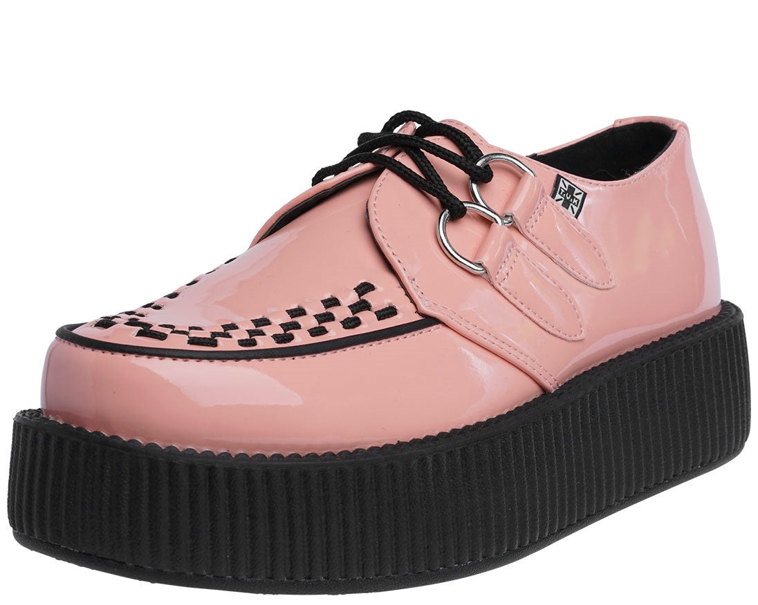 T.U.K Peachy Pink Patent Viva Mondo Creeper Shoes - Retro Punk Platform Boots for Women | Perfect for Concerts, Night Out & Alternative Fashion