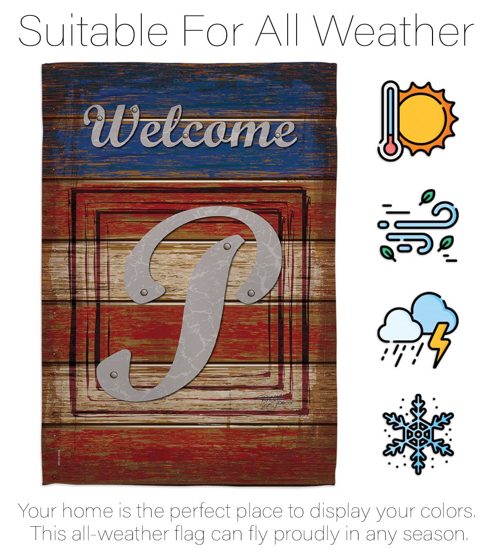 Patriotic P Initial Garden Flag - 13x18.5