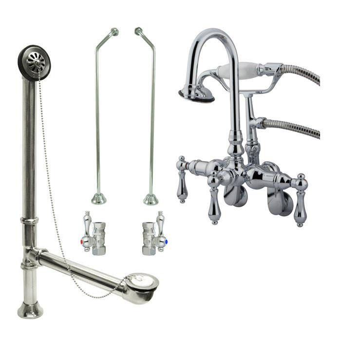 Chrome Wall Mount Clawfoot Bathtub Faucet with Hand Shower Set - Vintage Style Bathroom Fixture for Freestanding Tubs, Perfect for Spa-Like Relaxation and Luxury Bathroom Upgrades