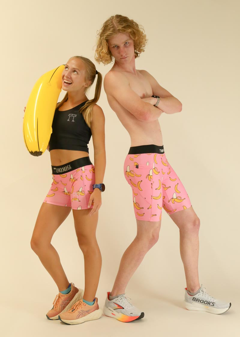 Women's High-Waisted Pink Bananas 3-Pack Compression Shorts - Moisture-Wicking & Breathable for Workouts, Running & Yoga