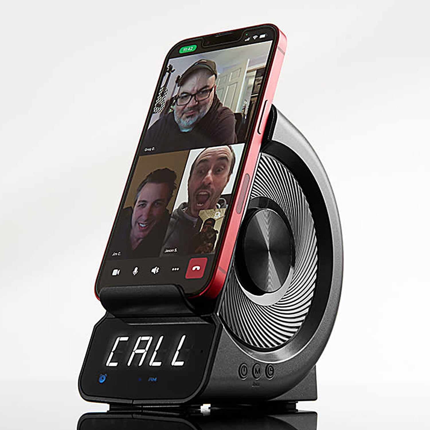 Wireless Charging Stand with Bluetooth Speaker - Fast Qi Wireless Charger for iPhone, Samsung, AirPods - Perfect for Home, Office, and Travel Use
