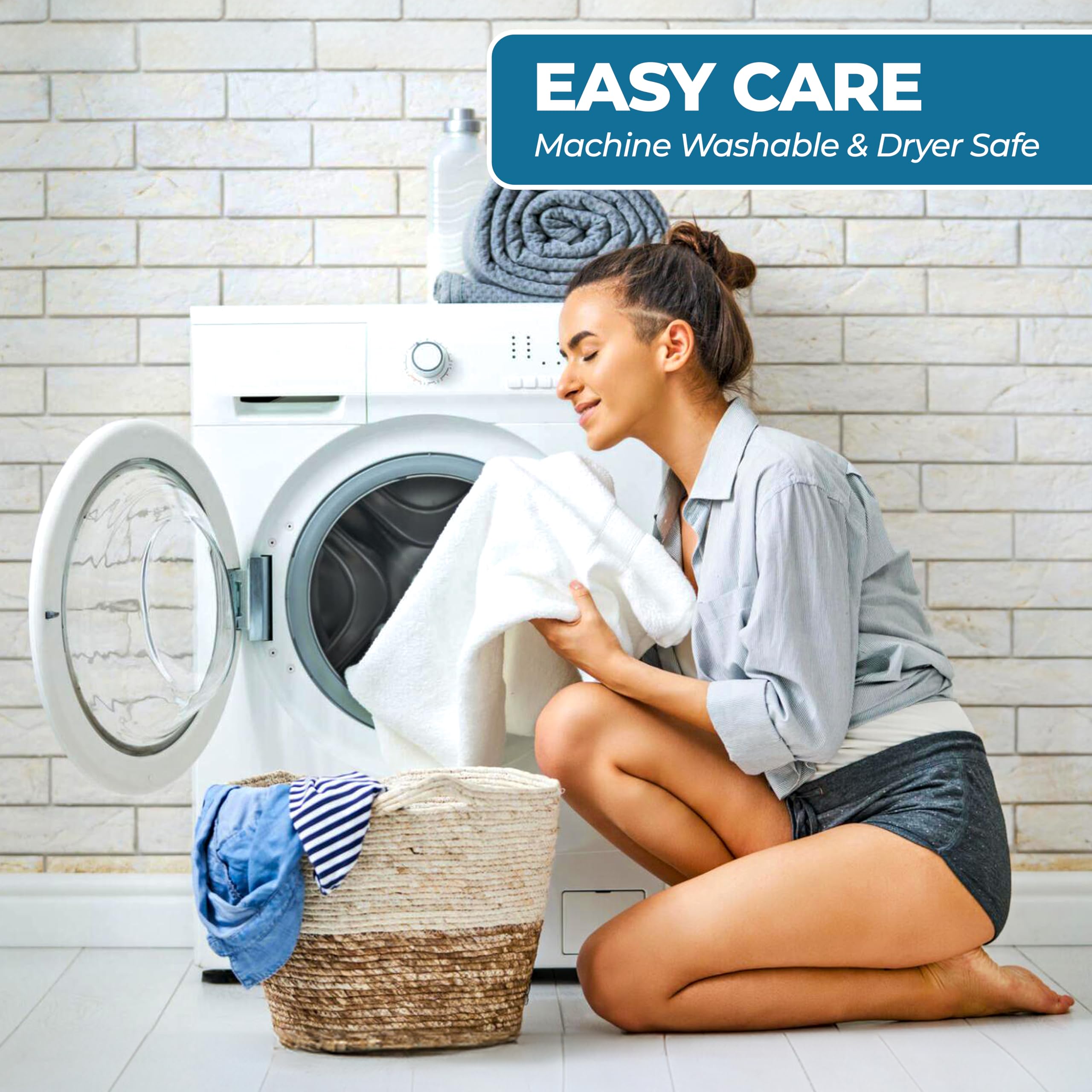 BNM Ultra-Soft Cotton Bath Towel Set - 4 Pack Quick-Dry Absorbent Towels for Bathroom, Shower & Spa | Plush Solid Design Home Essentials in Cyan | Perfect for Daily Use, Guest Bathrooms & Luxury Spa Experience
