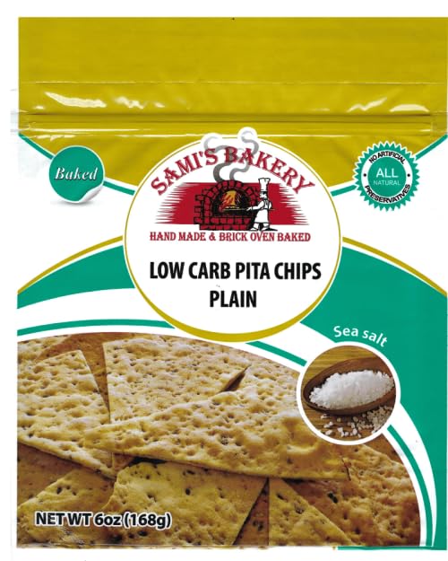 Sami's Bakery Low Carb Pita Plain Chips - Keto Friendly Snacks, 12 Bags Bulk Case - Perfect for Diets, Weight Loss & Healthy On-the-Go Snacking