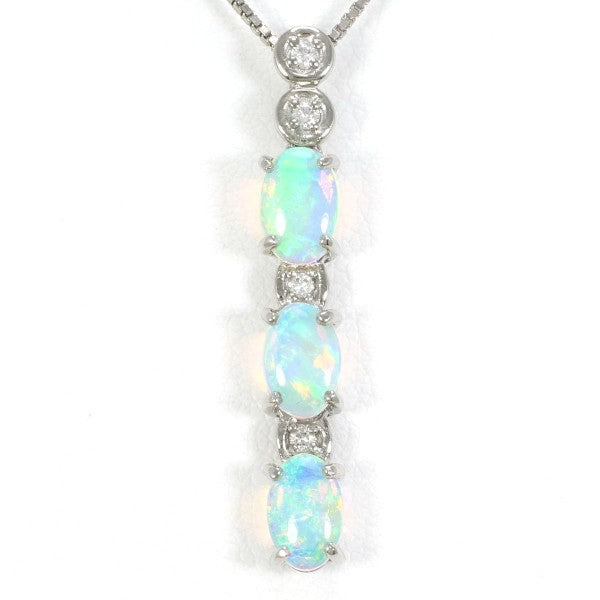 18K White Gold Opal and Diamond Necklace for Women - Elegant Jewelry Gift for Birthday, Anniversary & Special Occasions