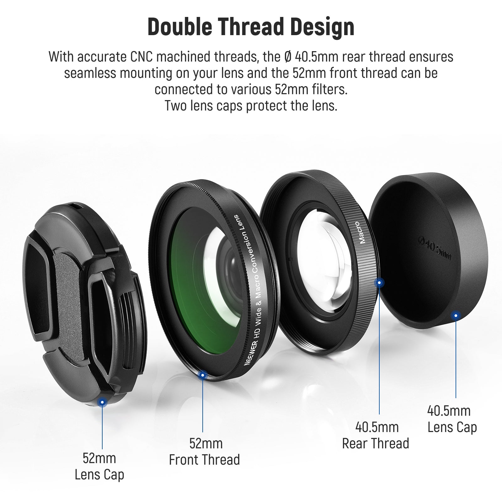 NEEWER LS 30 40.5mm HD Wide Angle Lens for Sony ZV-1F & ZV-E10 Cameras - Perfect for Vlogging, Travel Photography, and YouTube Content Creation