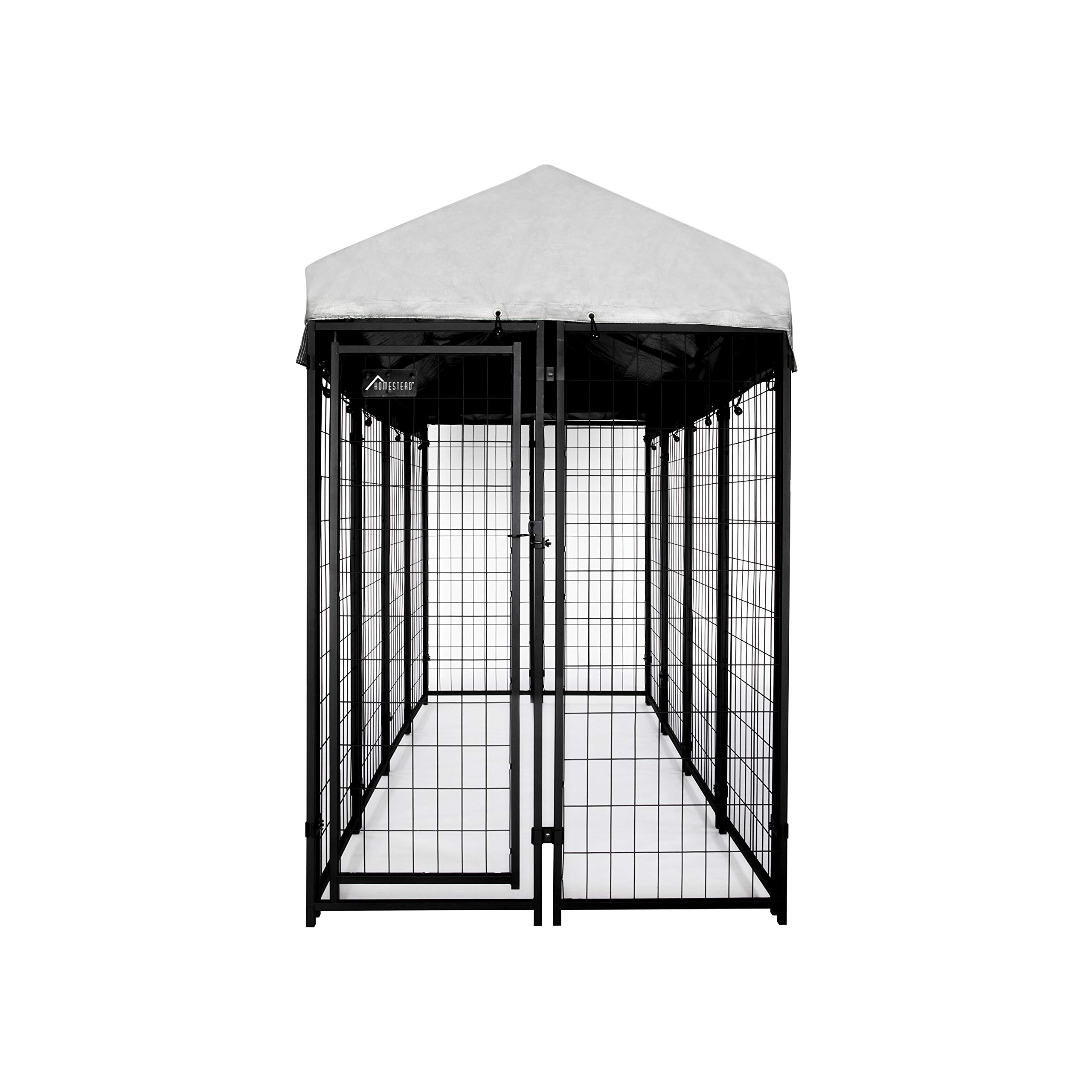 Heavy Duty 6x4x8ft Outdoor Dog Kennel with UV Protection Waterproof Cover - Welded Wire Pet Cage for Small Dogs - Durable Black Kennel for Yard, Patio & Backyard Use - Ideal for Training, Travel & Secure Outdoor Play