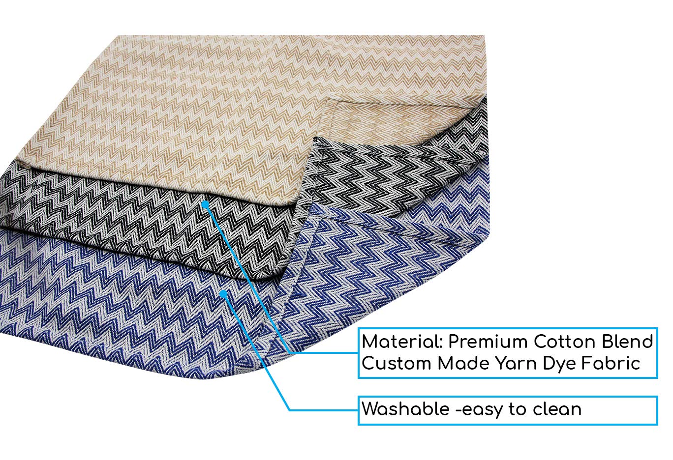 Chevron Placemats Set of 4 - 13 x 19 Inch Cotton Yarn Table Mats for Farmhouse Dining, Coffee Table & Entryway - Washable Black Cloth Placemats for Everyday Use & Dinner Parties