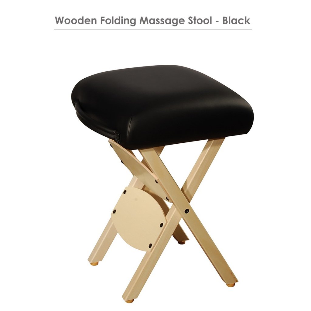 Portable Folding Wooden Massage Stool - Lightweight Foldable Tattoo Stool for Home, Spa & Salon Use