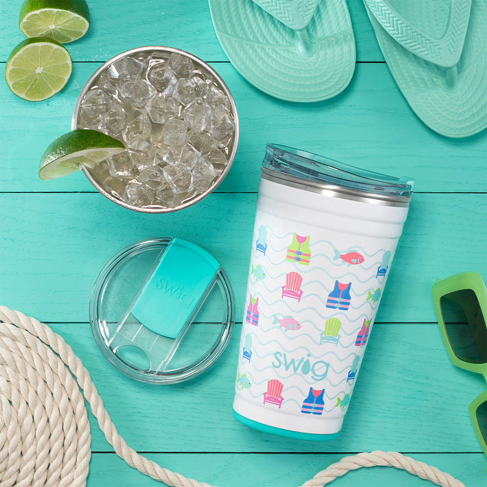 24oz Lake Girl Party Cup - Insulated Tumbler for Summer Beach Parties, Poolside Drinks & Outdoor Celebrations
