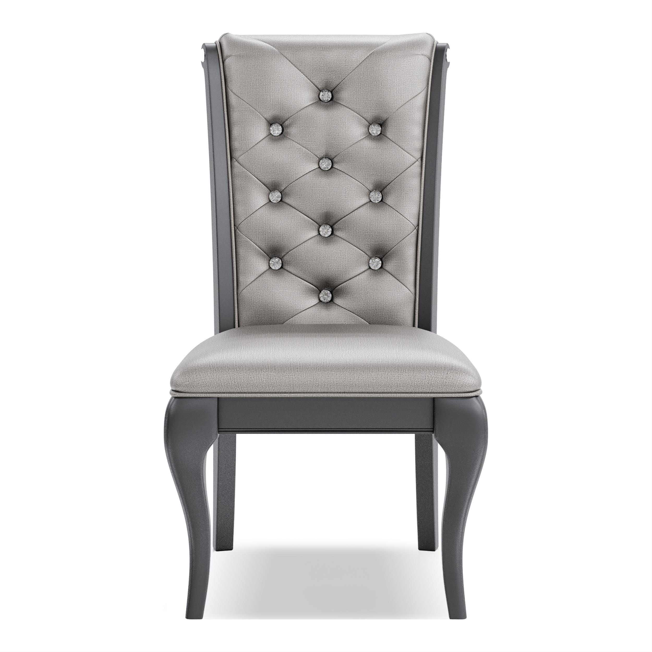 Furniture of America Bethlehem Wood Tufted Side Chairs in Gray (Set of 2) - Elegant Dining Room Chairs for Kitchen, Living Room, and Office Use