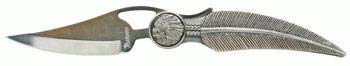Authentic Native American Style Feather Folding Pocket Knife - 3.5