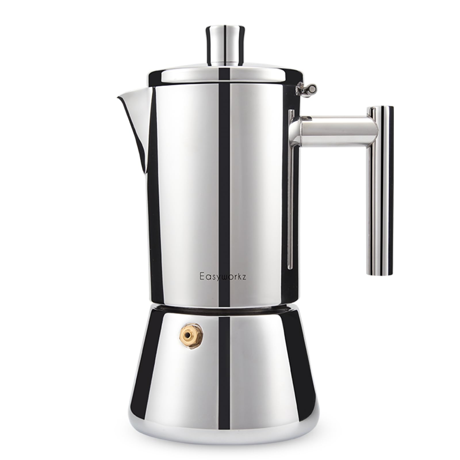 Easyworkz Diego Stovetop Espresso Maker - 6 Cup (10 oz) Stainless Steel Italian Moka Pot for Induction & Gas Stoves - Perfect for Home, Office & Camping Coffee Brewing
