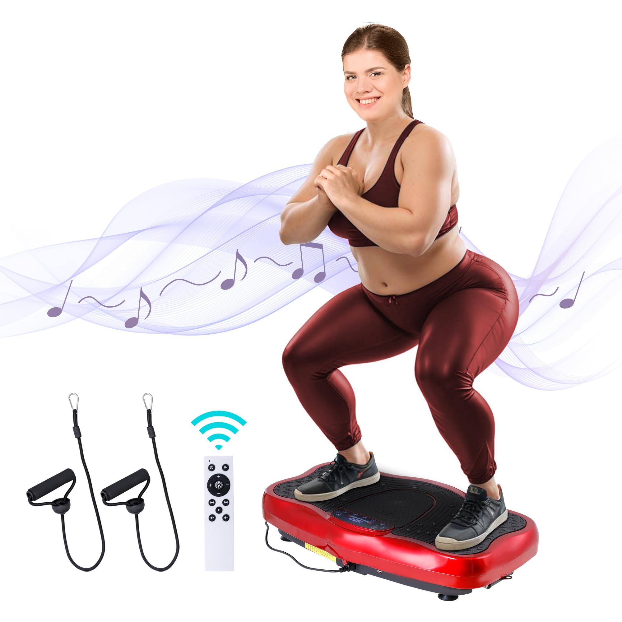 Premium Vibration Plate Exercise Machine for Weight Loss & Lymphatic Drainage - Whole Body Workout Equipment with Bluetooth, Remote & Loop Bands - 120 Speed Levels - Home Gym & Travel Fitness Solution