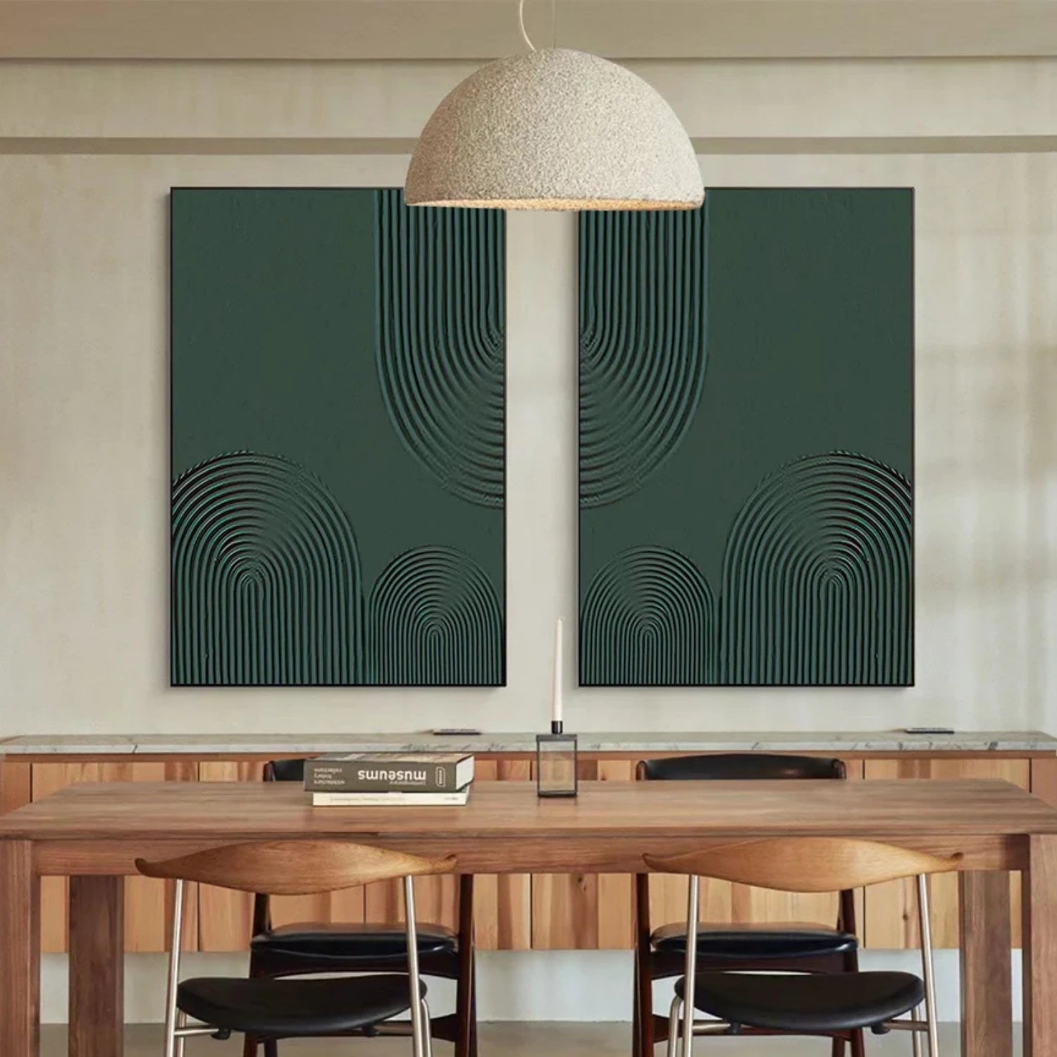 Green Abstract Wall Art Set of 2 Canvas Prints - Modern Home Decor for Living Room, Bedroom & Office | #BG093