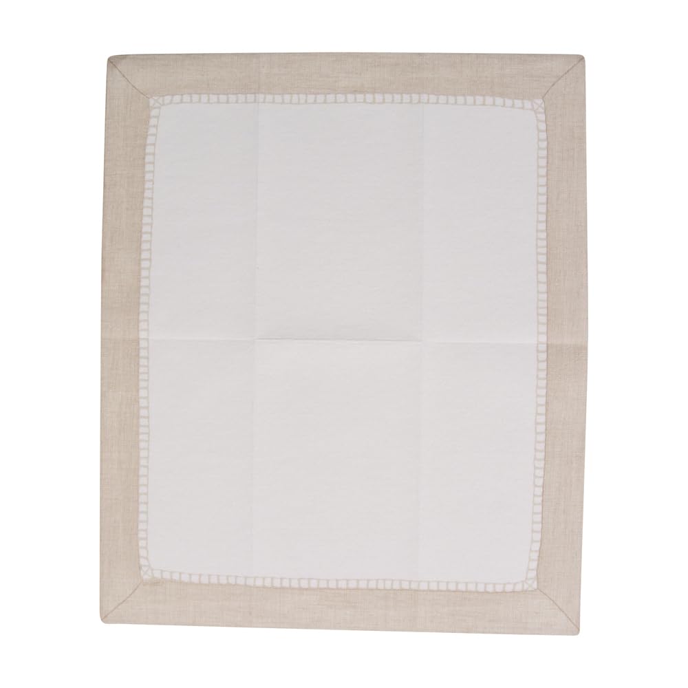 Premium Caspari Linen Border Paper Guest Towels - Natural Color, 48 Count (4 Packs of 12) - Perfect for Weddings, Parties & Upscale Events