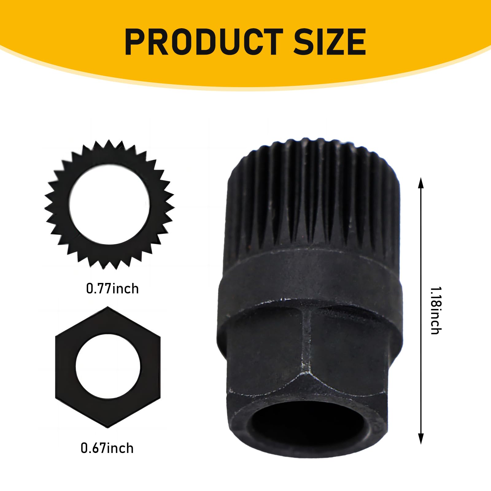 Auto Alternator Pulley Removal Tool 33 Teeth - Compatible with Volkswagen, Audi, Mercedes-Benz, BMW - Professional Auto Repair Parts (Black) - Perfect for DIY Car Maintenance & Alternator Replacement