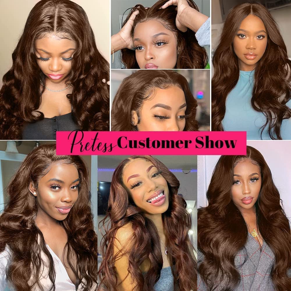 13x4 HD Lace Front Wigs Human Hair - Brown Body Wave 200% Density Glueless Wig with Pre-Plucked Baby Hair | Undetectable Lace Frontal Wear & Go Wig (22 Inch) for Daily Wear, Cosplay & Special Occasions