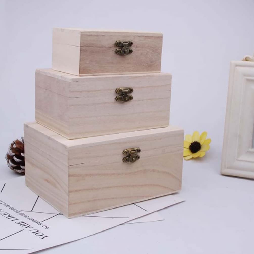 Gadpiparty 5-Piece Unfinished Wooden Craft Box Set - Large Hinged Storage Case for Jewelry, Keepsakes & DIY Home Decor | Perfect for Crafting, Gift Wrapping & Home Organization